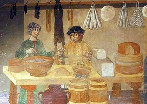Anciens fromagers en peinture