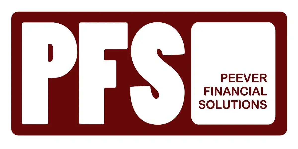 The logo for peever financial solutions is red and white