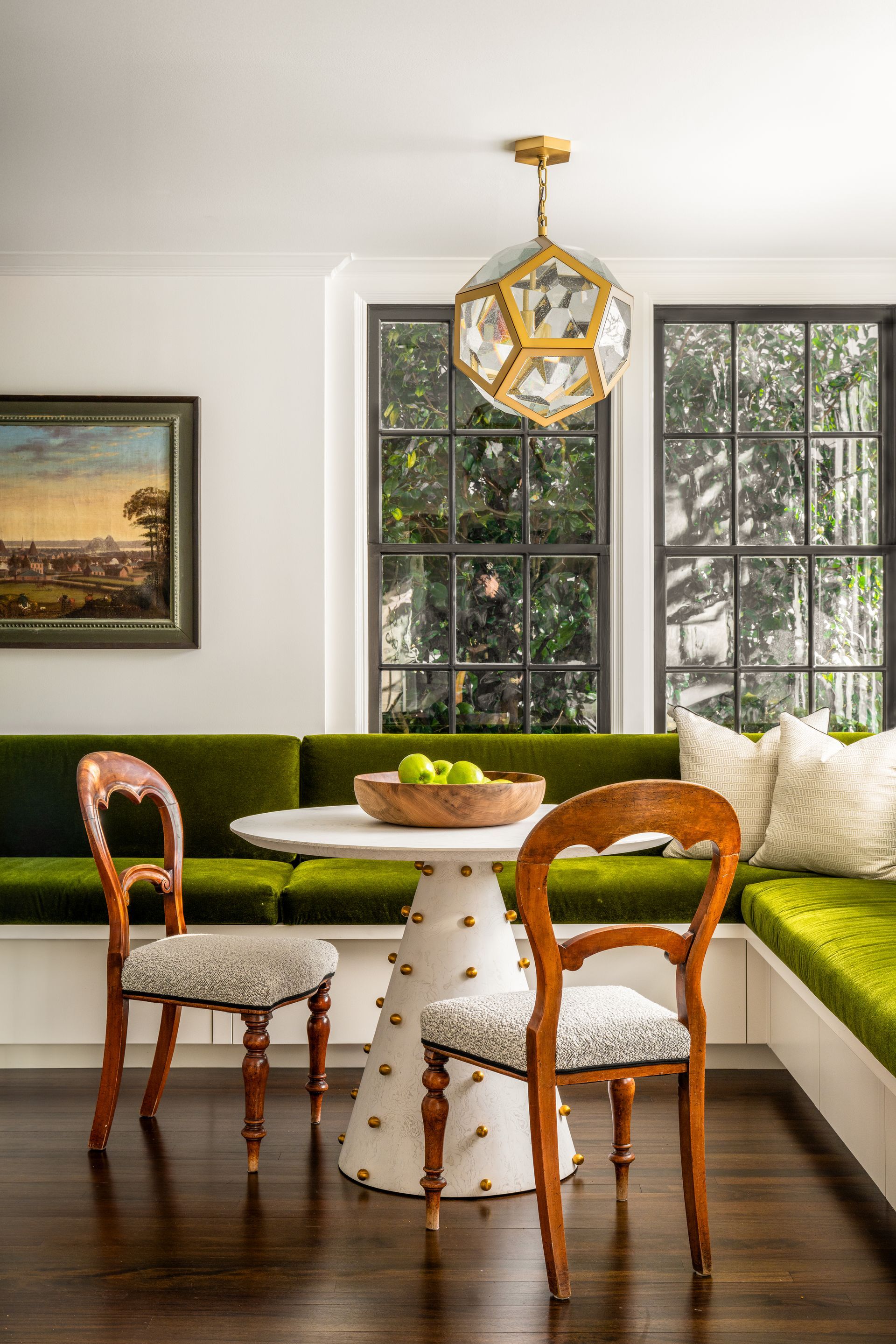 Dining Table with banquette and chair seating in Seattle, WA