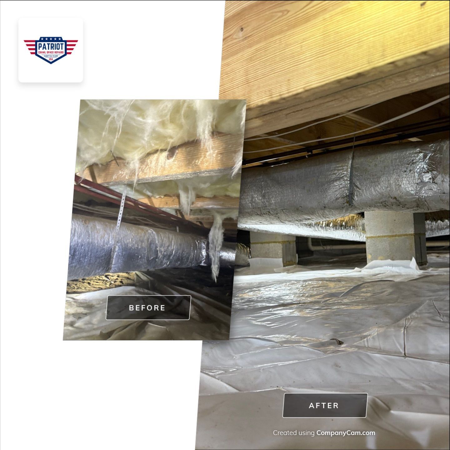 Crawl space renovation before after York County, VA