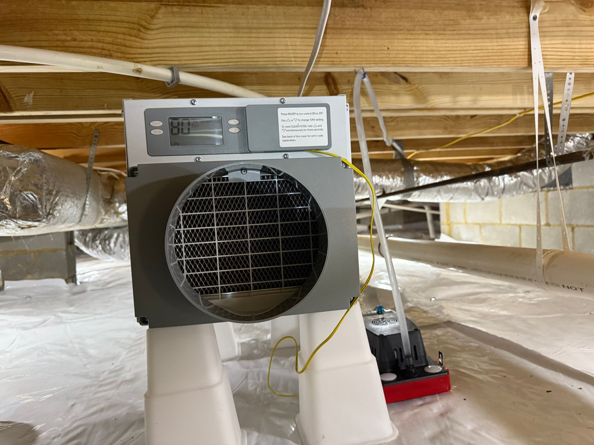 Hybrid encapsulation Aprilaire E100 dehumidifier Running Man neighborhood of Yorktown.