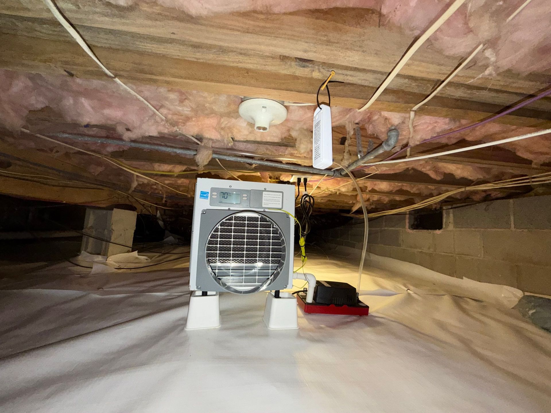 Aprilaire E100 crawl space dehumidifier in Tabb area of Yorktown.