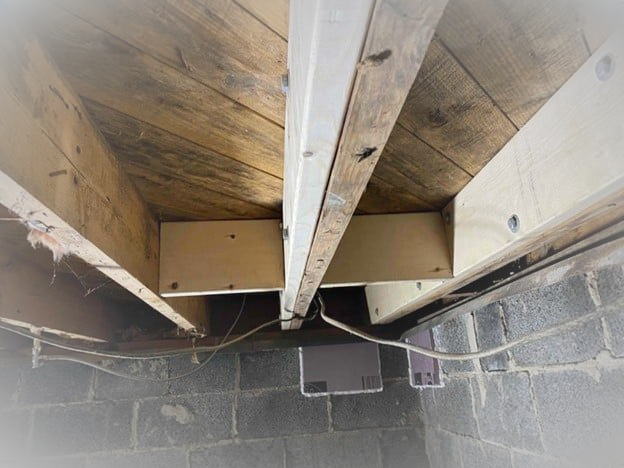 Structural floor repairs, sistering joists in home