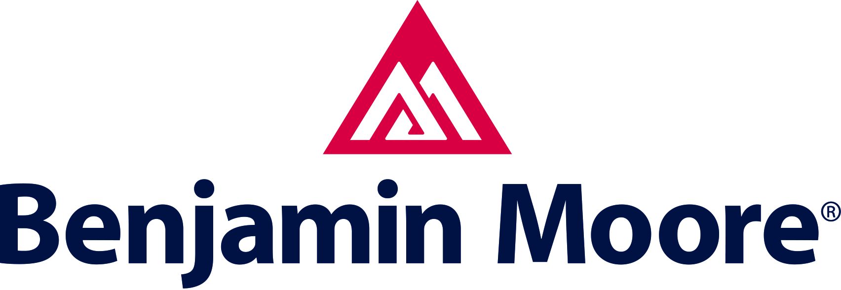 A benjamin moore logo with a red triangle on a white background.