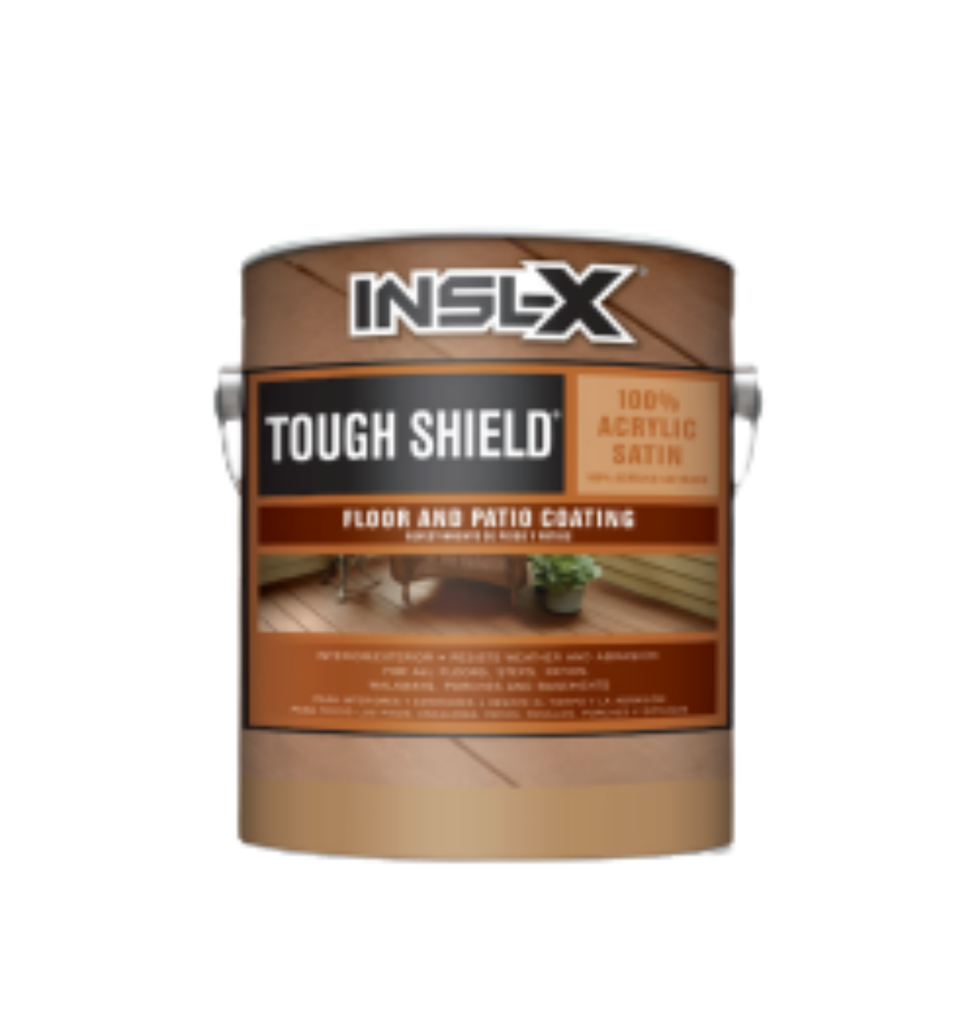 A can of inslx tough shield floor and patio coating