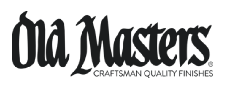 A black and white logo for old masters craftsman quality finishes