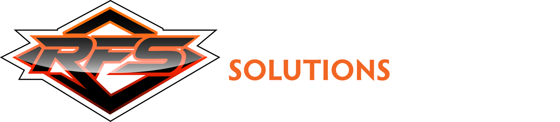 Residential Flooring Solutions logo with orange text and stylized red-and-black emblem on a white background
