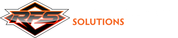 RFS Solutions logo with orange text and a black, red, and orange emblem