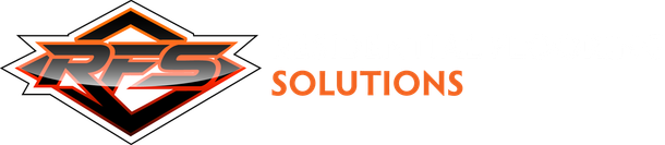 Residential Flooring Solutions logo with orange text and stylized red-and-black emblem on a white background
