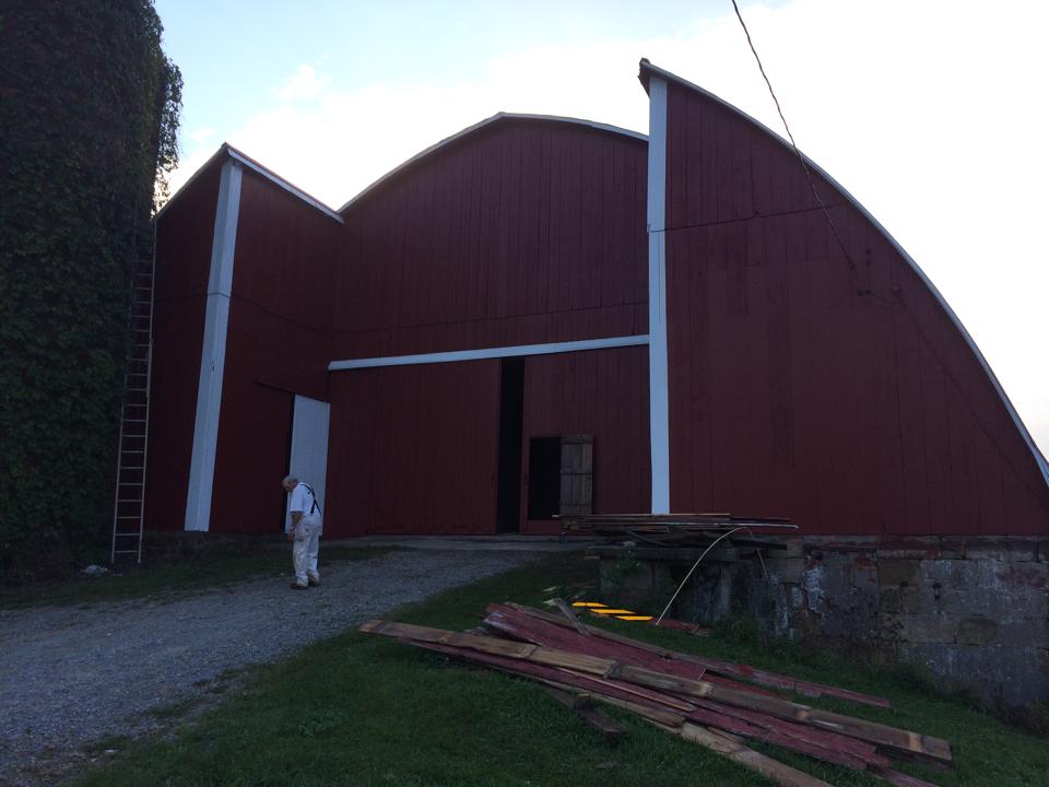 painting a barn