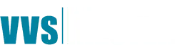 Et blåt og hvidt logo til vvs på en hvid baggrund.