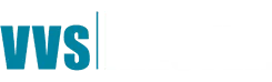 Et blåt og hvidt logo til vvs på en hvid baggrund.