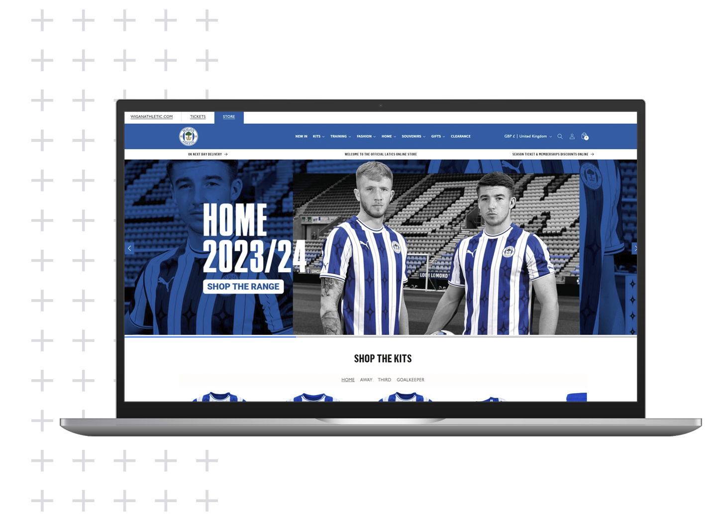 Wigan AFC Store on a laptop