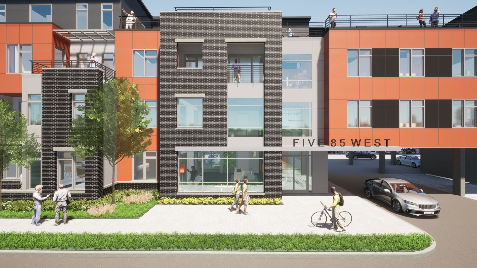 An artist 's impression of a building with a yellow facade