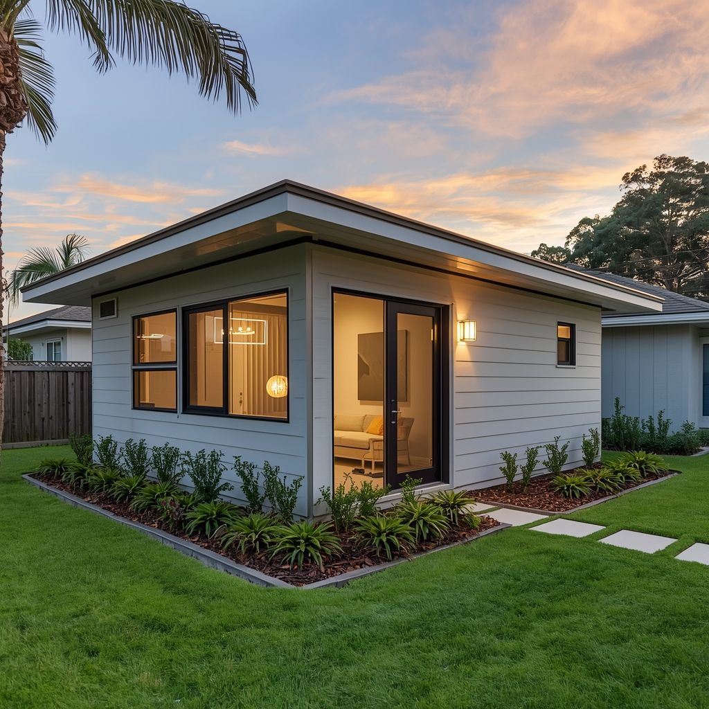 Modern accessory dwelling unit in a Florida backyard designed for rental income and property value