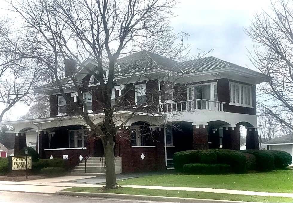 Exterior view of Brook Chapel for Gerts, Windler & Keller Funeral Homes in Brook, IN.