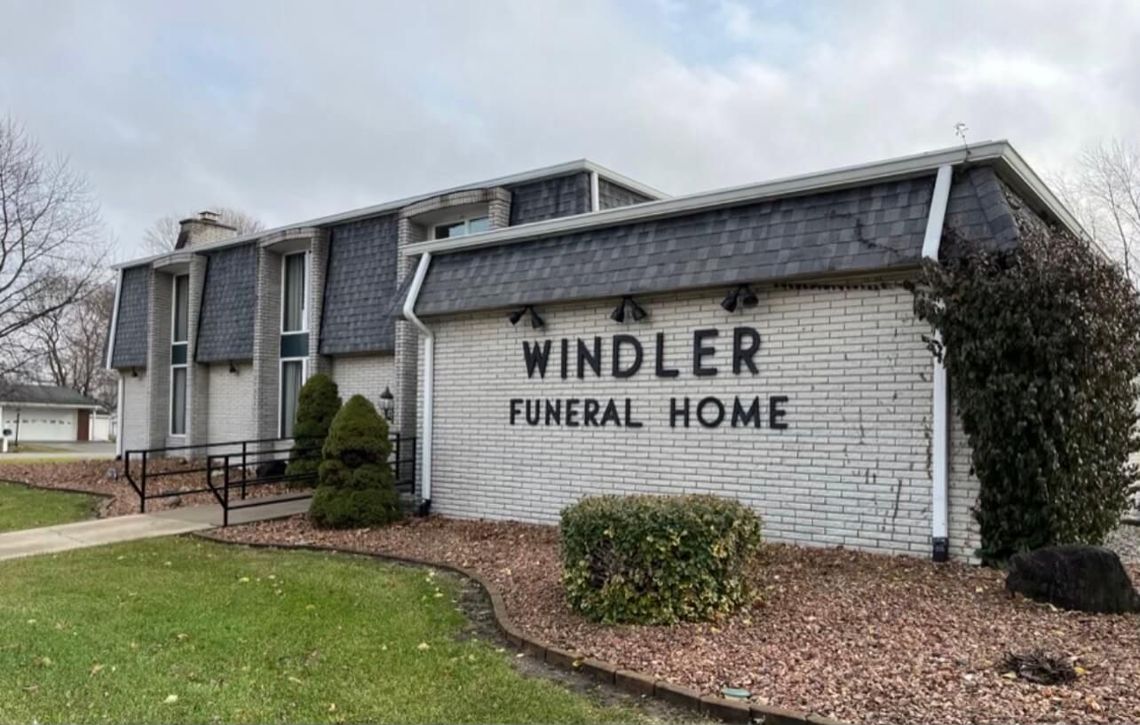 Exterior view of Fowler Chapel for Gerts, Windler & Keller Funeral Homes in Fowler IN.