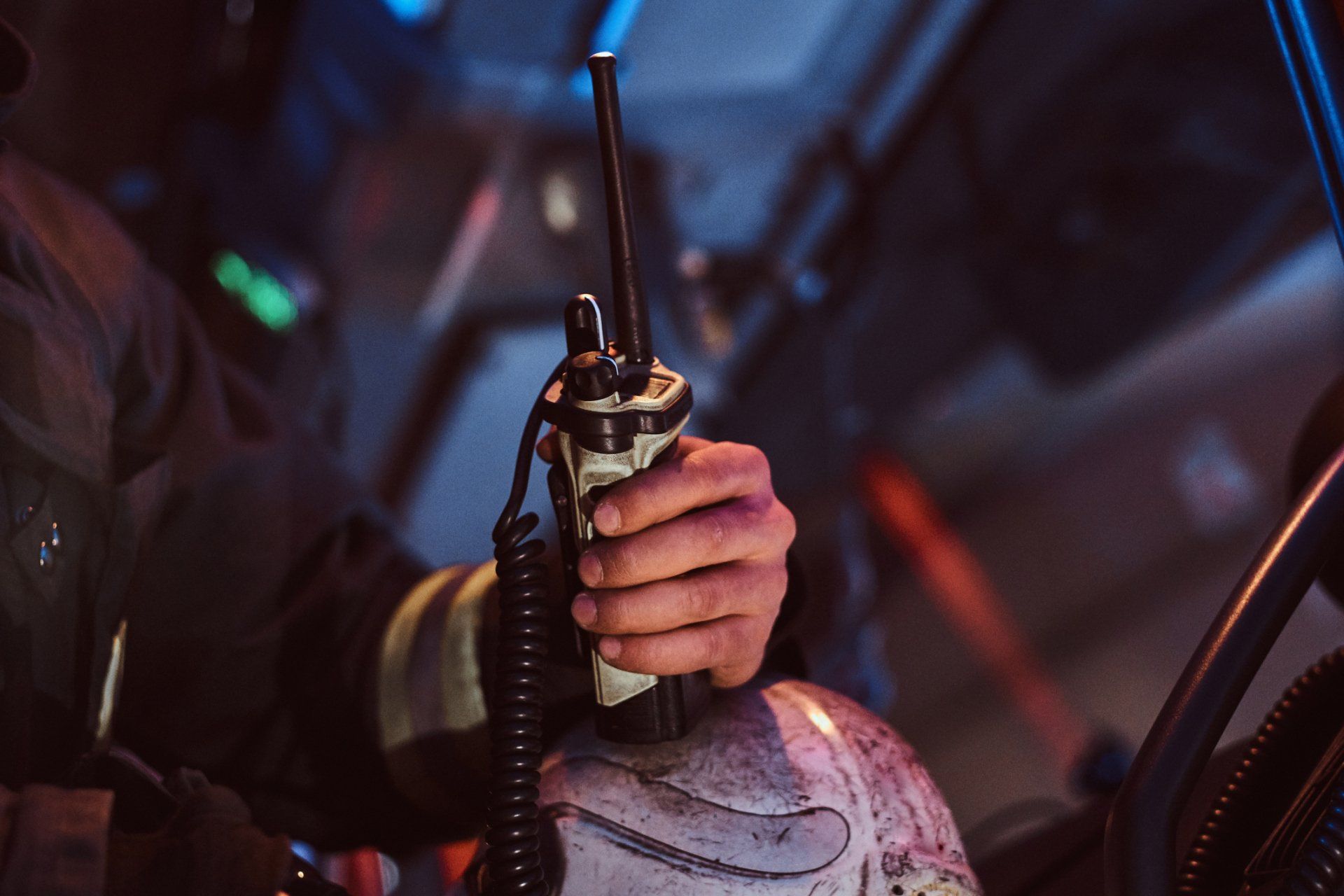 image of emergency person using radio