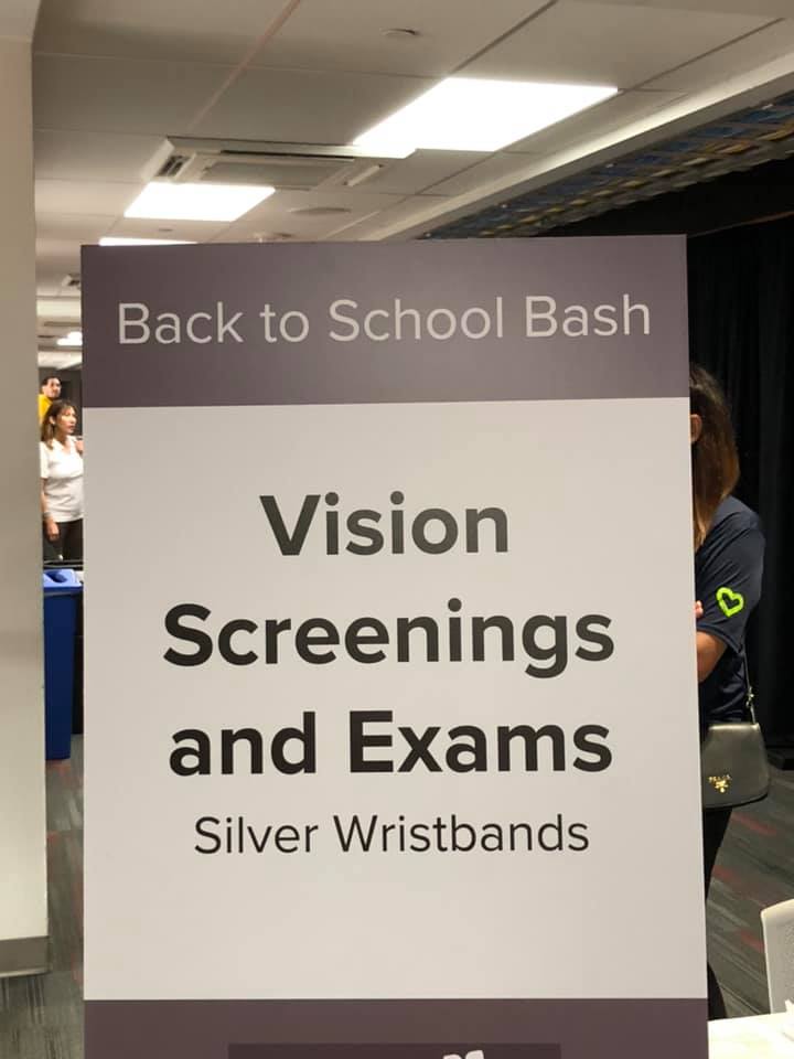 Back to school bash vision screenings and exams silver wristbands