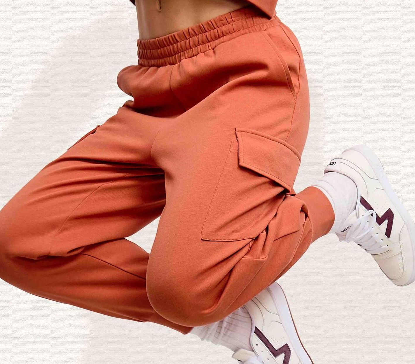 A woman wearing sweatpants