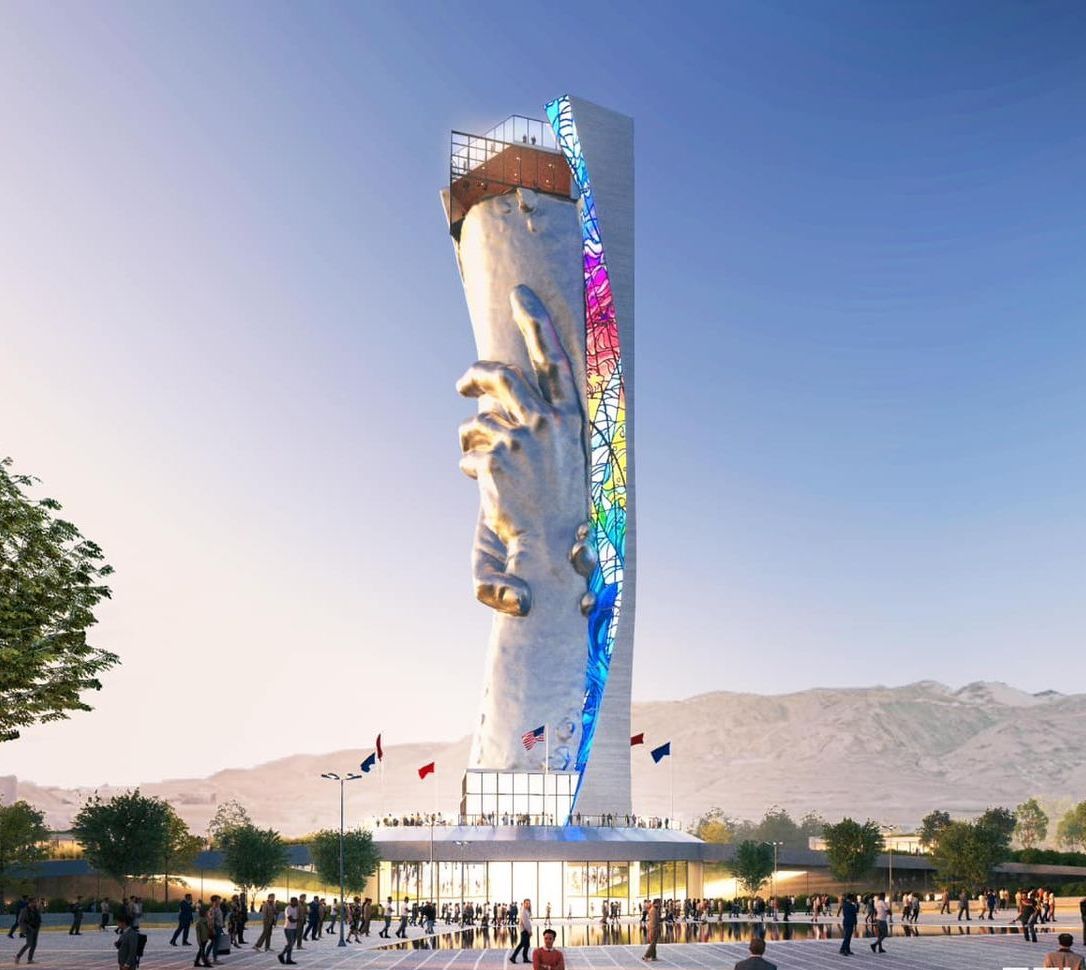 A 3D rendering of the statue of responsibility created by the architecture firm FFKR