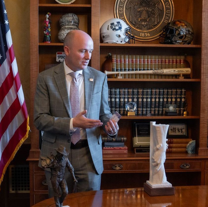 Governor Spencer Cox talking about the Statue of Responsibility