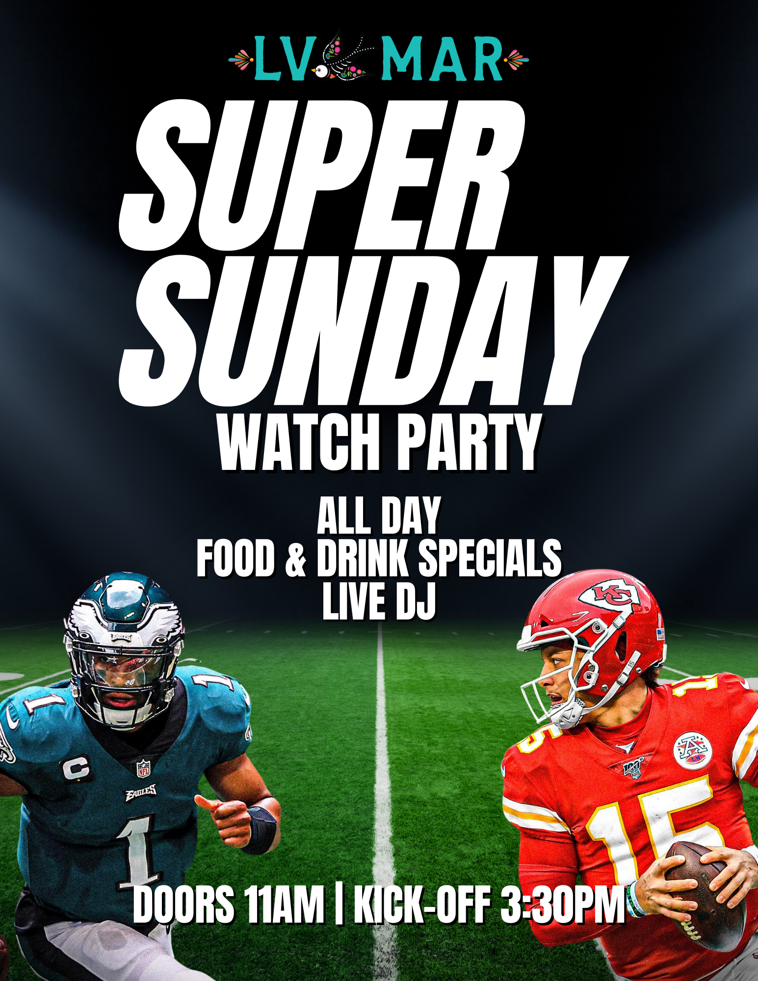 Super Bowl party in Redwood City at LV Mar