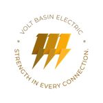 Logo for Volt Basin Electric: Gold lightning bolts inside a circle, with text "Strength in Every Connection."