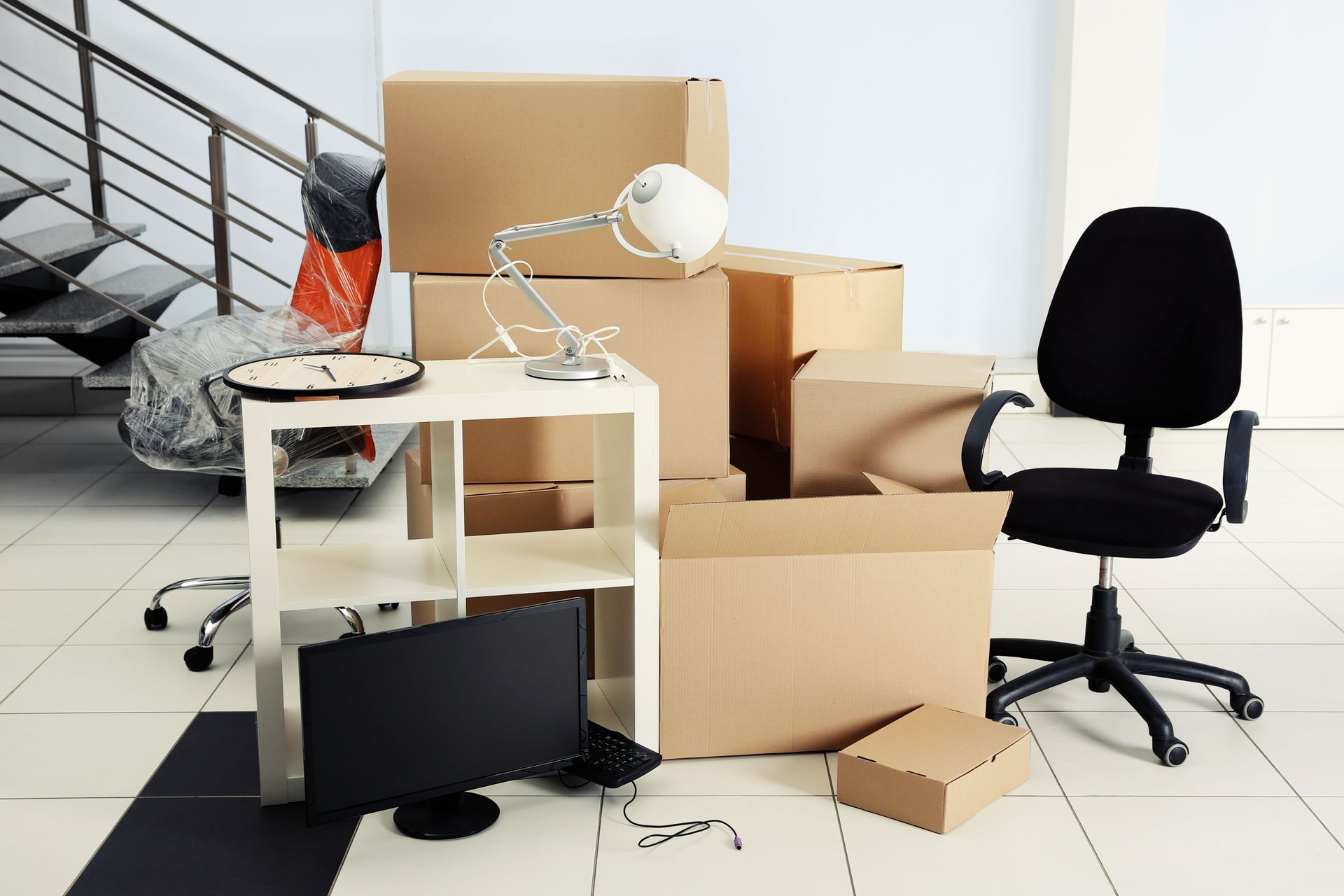 Office Space Filled With Packed Boxes — The Move It Man In Cairns, QLD
