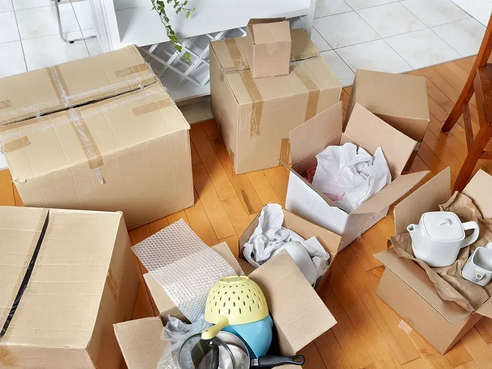 Cardboard Boxes, Some Open, Filled With Packed Household Items — The Move It Man In Innisfail, QLD