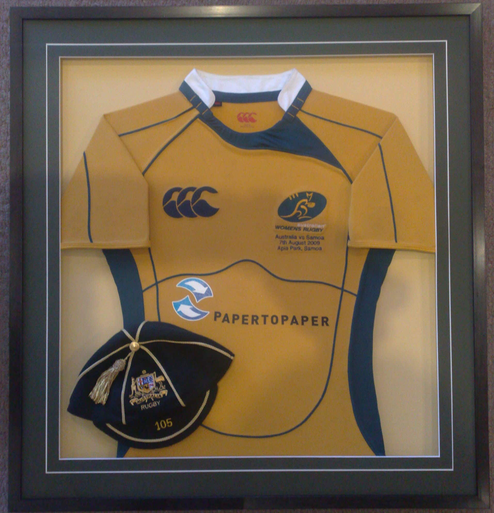 Framed Australian Rugby Shirt — Framing in Shoalhaven, NSW