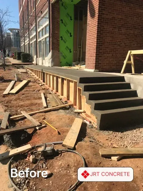 During a commercial concrete sidewalk with stairs installation in Anderson, SC with JRT Concrete