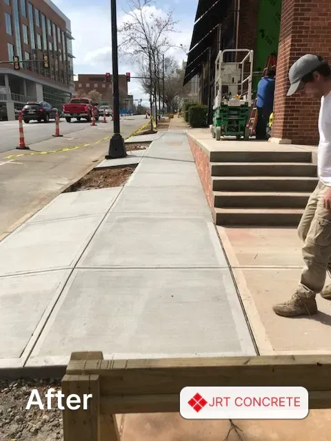 After a commercial concrete sidewalk installation in Anderson, SC with JRT Concrete
