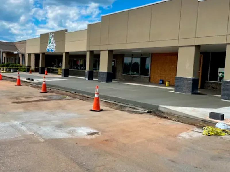 A commercial concrete sidewalk installation in Anderson, SC by JRT Concrete