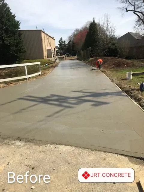 During a concrete driveway installation in Anderson, SC with JRT Concrete