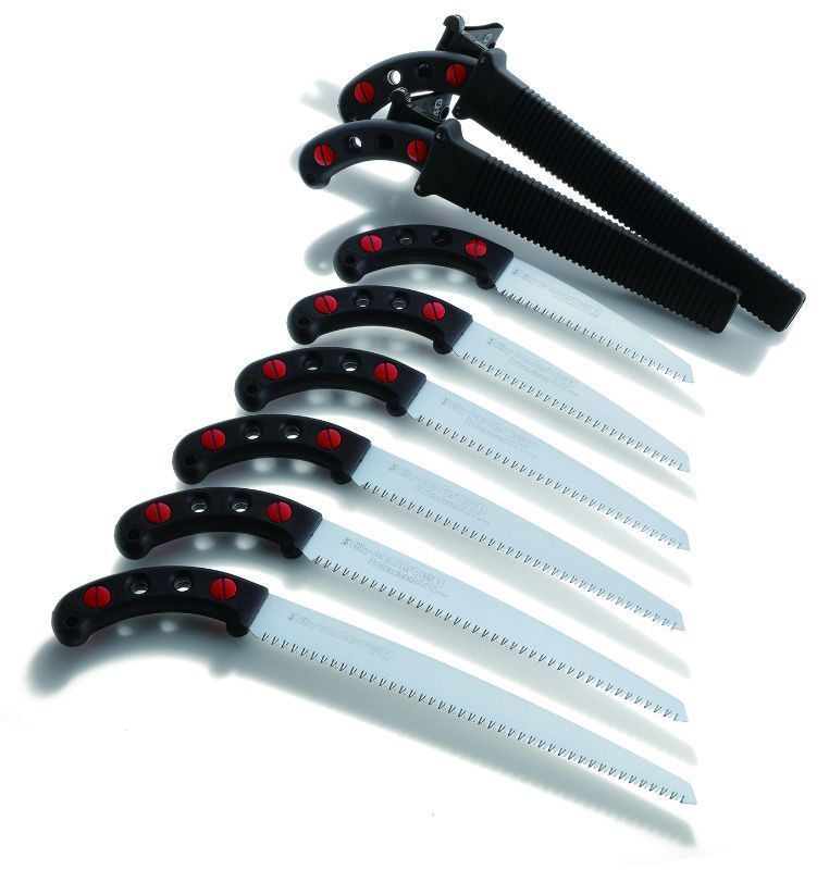 A Row Of Saws With Black Handles On A White Background — Tree Arrangements in Stratford, QLD