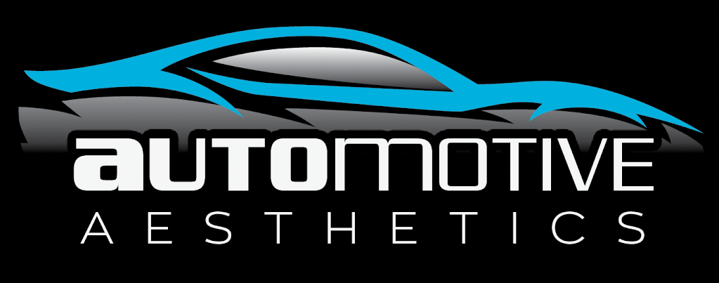 The logo for automotive aesthetics has a blue car on it