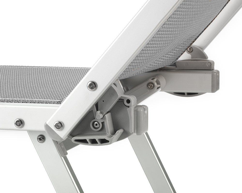 A close up of a folding chair on a white background.