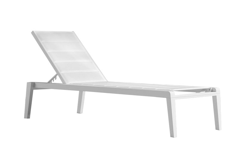 A white lounge chair on a white background.