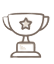 A line drawing of a trophy with a star on it.