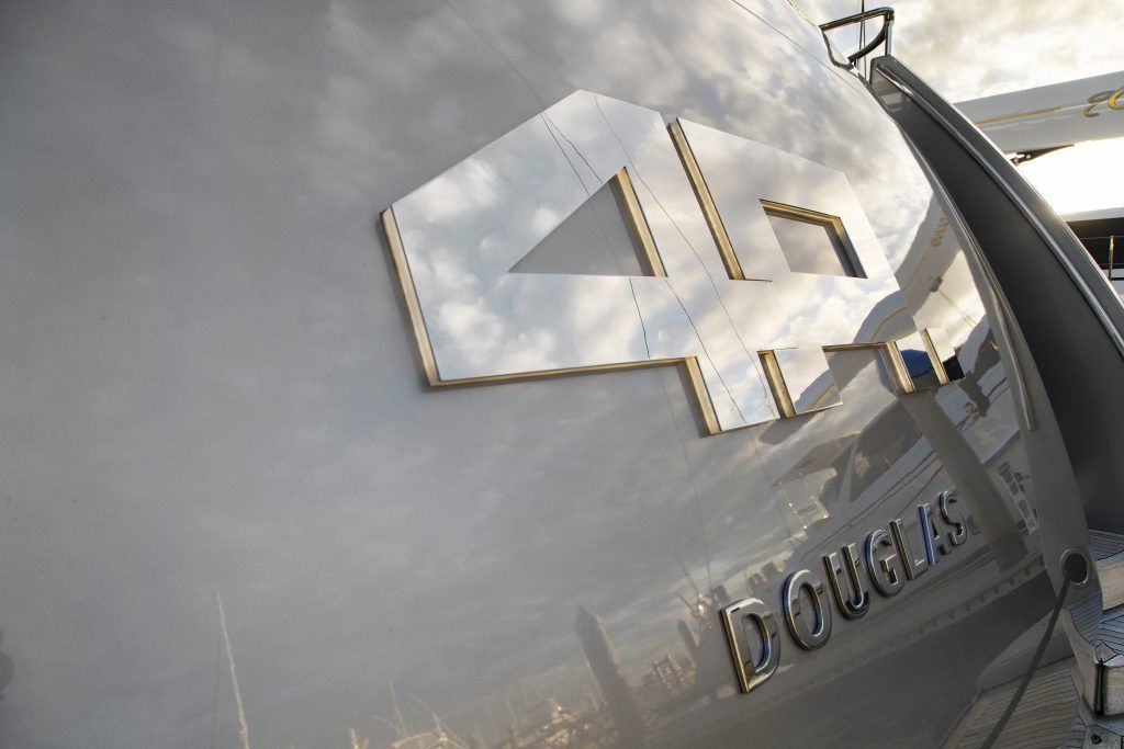 A close up of the side of a douglas plane