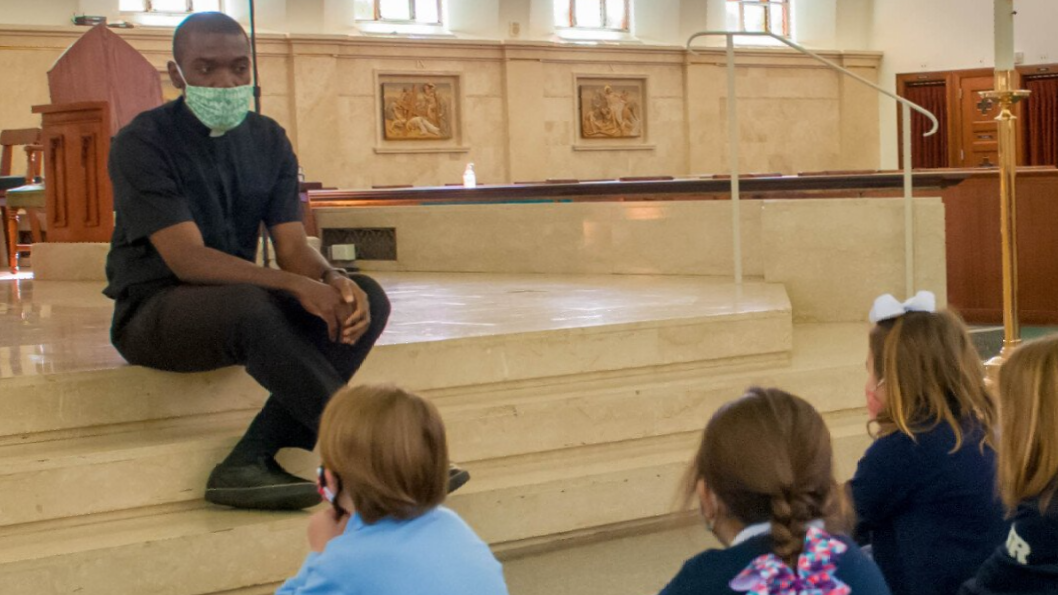 Fr. Ebuka Teaches the Kindergarten