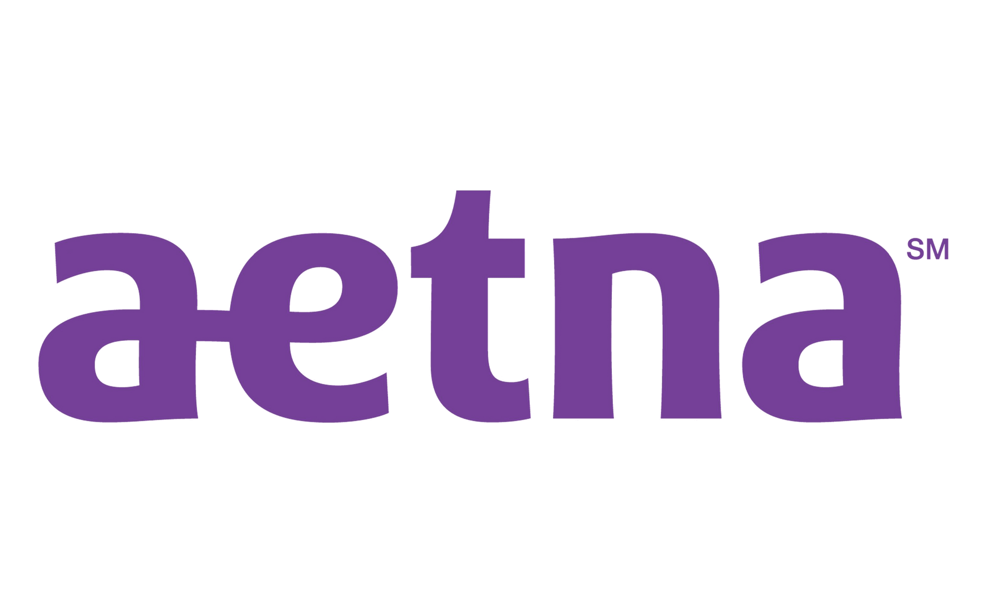 The aetna logo is purple and white on a white background.