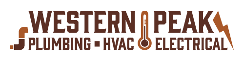 Western Peak Plumbing logo icon, shades of brown with pipes