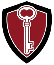 Blue and red heart-shaped graphic; each side has stylized strokes converging at the top, suggesting unity.