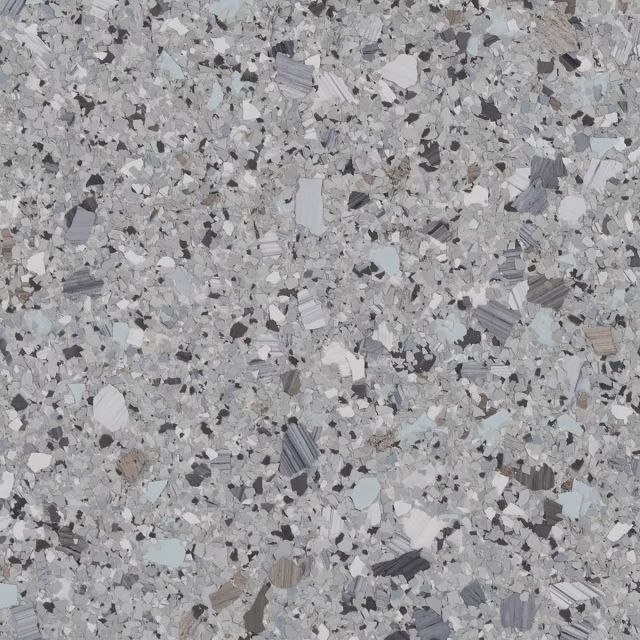 A close up of a gray and black granite counter top.