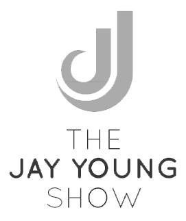 Gray logo reading “The Jay Young Show” on a white background