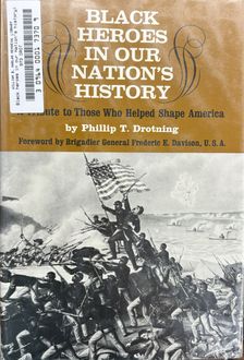 Book Title:" Black heroes in our Nation's history : a tribute to those who helped shape America"  by Drotning, Phillip T. Cover shows soldiers holding American flag.