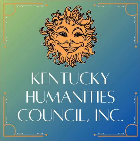 Kentucky Humanities Council logo: smiling sun with curly rays, text on gradient background.