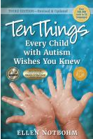 Book Title:" Ten Things Every Child With Autism Wishes You Knew" by Notbohm, Ellen. Cover shows hands in water.